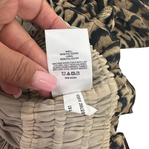 Express Womens Leopard Print Long Sleeve Smocked Waist Blouse Size S - Picture 12 of 12